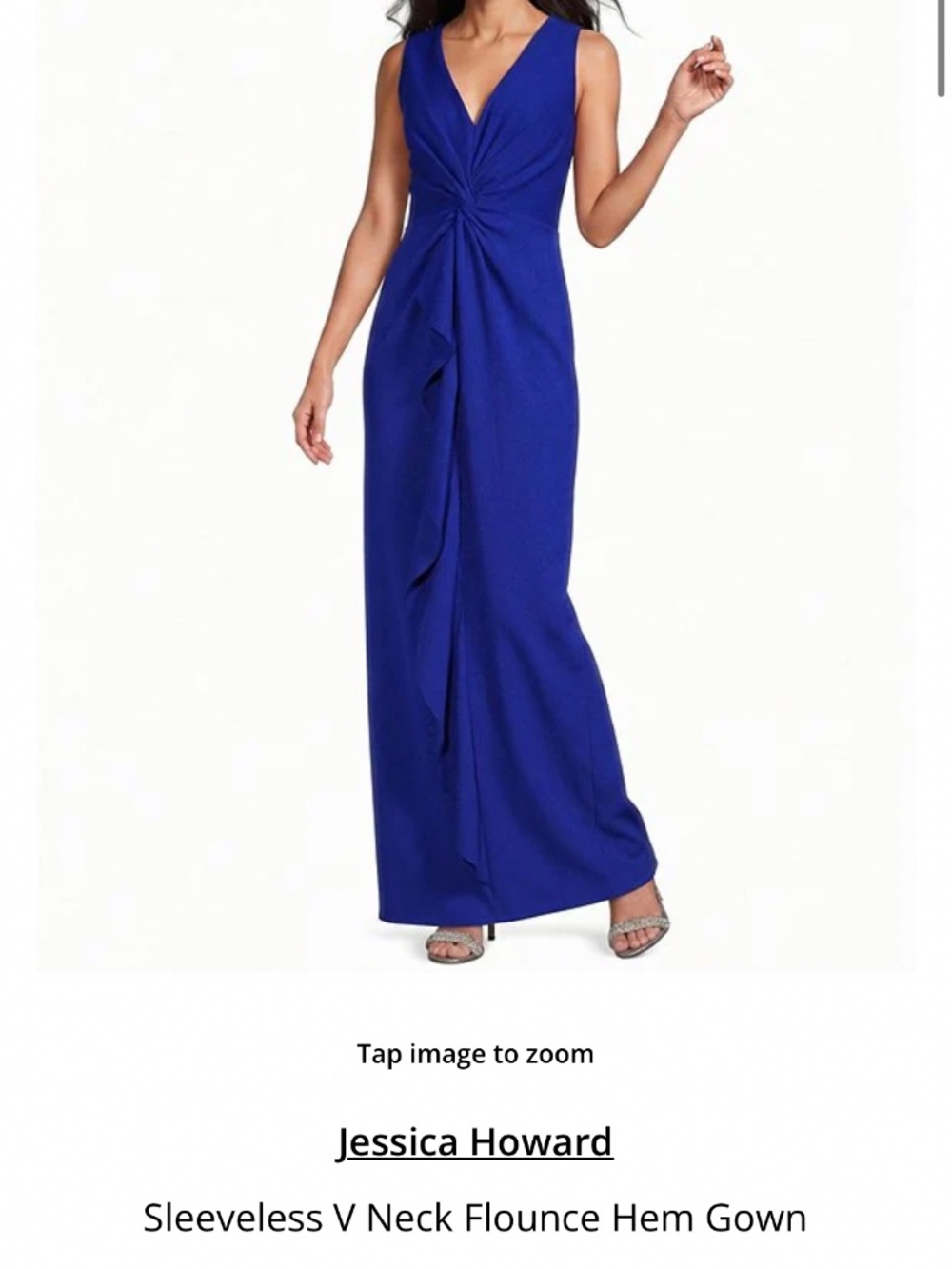Jessica Howard Sleeveless V Neck Flounce Hem Gown